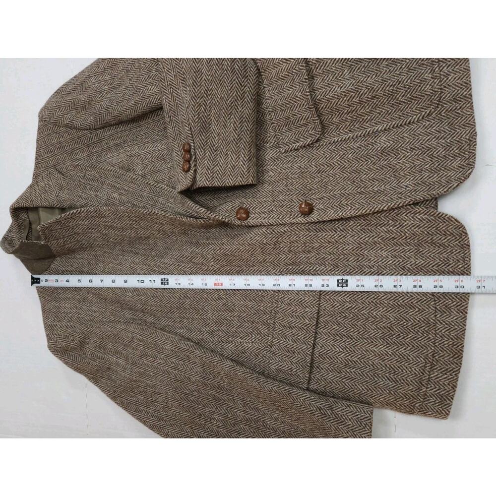 Harris Tweed Stanley Blacker Handwoven Herringbone Wool Blazer Brown Sport Coat - Picture 5 of 9